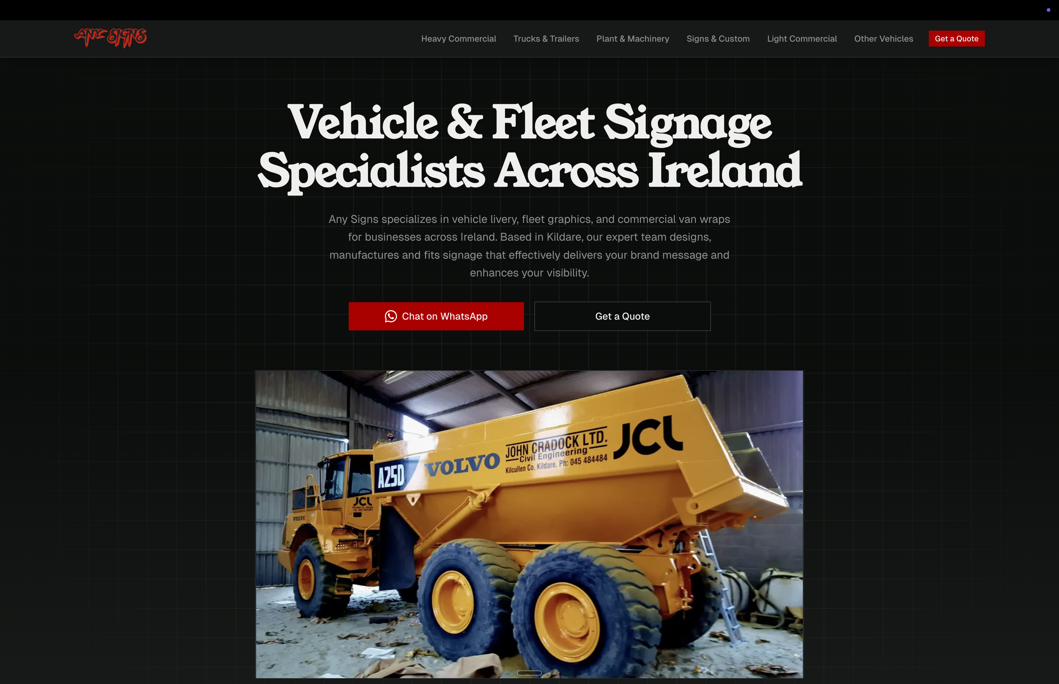 Any Signs website screenshot